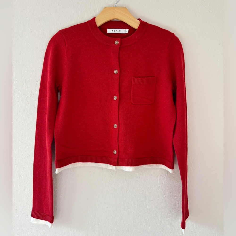 KOKIA Red Button-Up Cardigan